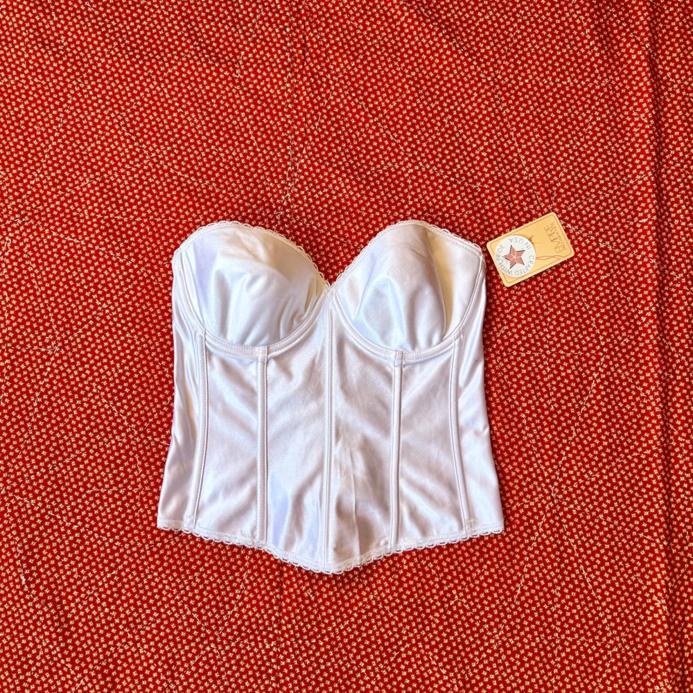 Empire Intimates NWT Vintage 70s White Corset Bustier Top Style 1780M Size 38D